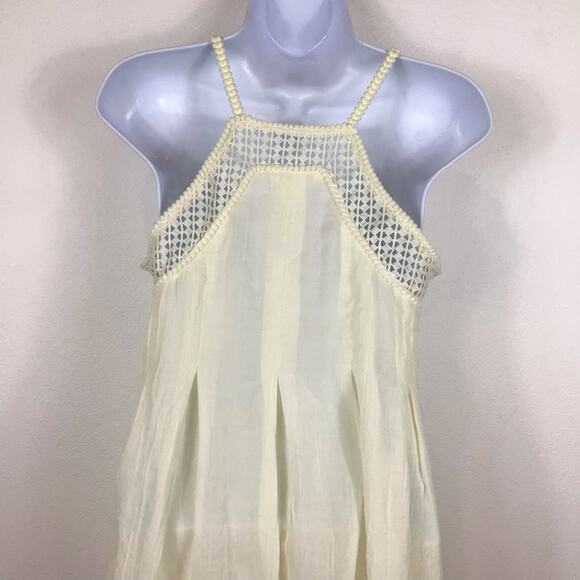 H&M Ivory Crinkle Chiffon & Eyelet Cover-Up Summer Dress size 4 - Picture 4 of 6